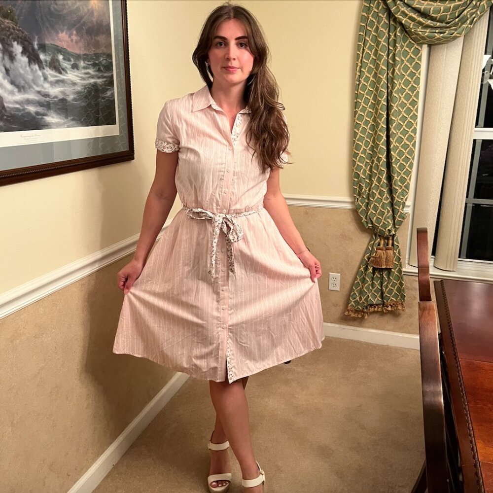 NEW Pink Striped Button-Up Shirt Dress, Croft & Barrow, Size Small, Fit & Flare